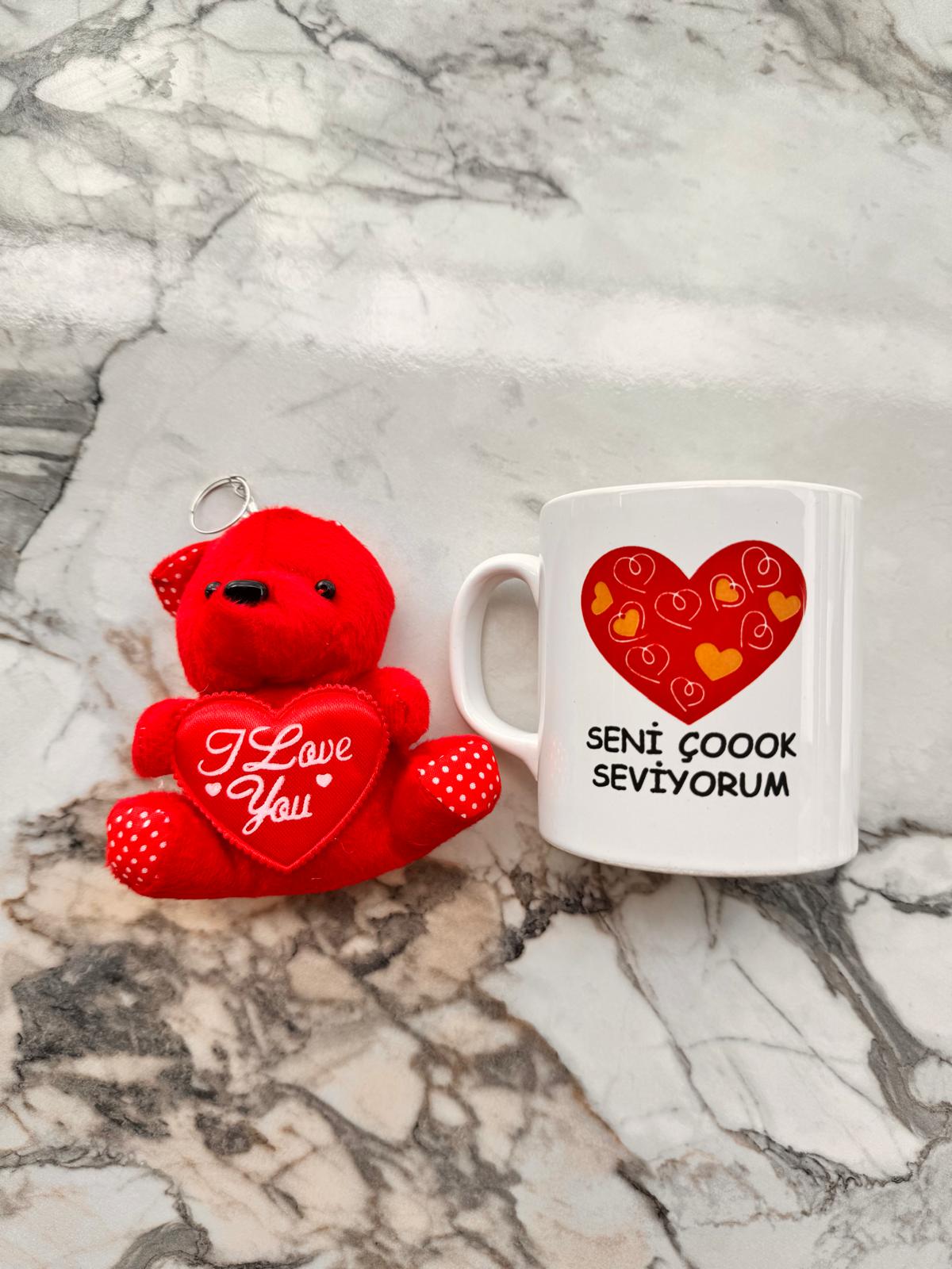 Kalpli Ayıcık ve Kupa Sevgililer Günü Seti
